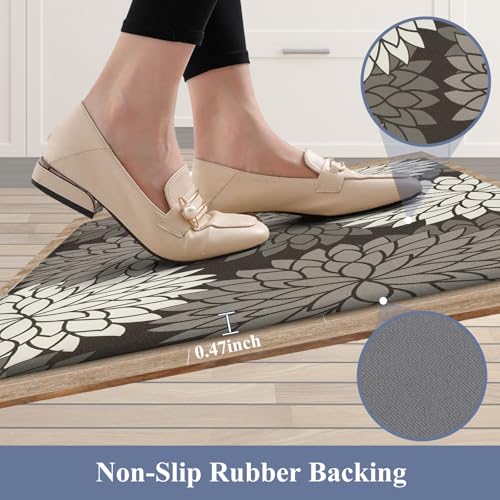 HEBE Anti Fatigue Kitchen Rugs Sets of 2, Non Slip Kitchen Mats for Floor, Waterproof Cushioned Comfort Standing Carpet for Kitchen Sink, Home Office, Laundry Room - color: Black, size: 17.3"x59"+17.3"x28"-0.47"Th
