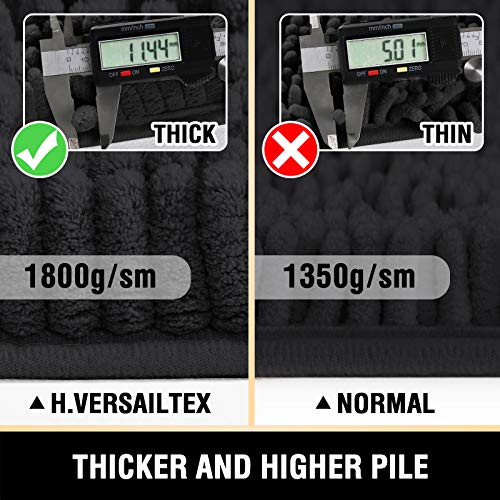 H.VERSAILTEX Bath Mat, 20" x 32" Plus 17" x 24", Black - color: Black, size: 20" x 32" Plus 17" x 24"