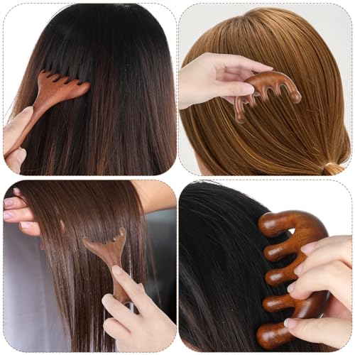 Xthrotsenk 3 PCS Scalp Massager Hair Growth Wooden Gua Sha Hair-Massager Comb Scalp Massager Manual Scalps Massagers Scalps Tool for Women Man Hairs Promoting Hairs Growth