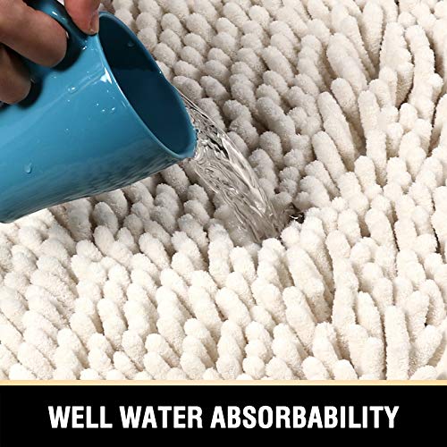 H.VERSAILTEX Bathroom Rugs Non Slip Luxury Chenille Bathroom Mat 20x32 Extra Soft and Absorbent Shaggy Rugs Washable Dry Fast Area Carpet Mats for Bath Room, Tub - Ivory - color: Ivory, size: 20" x 32"