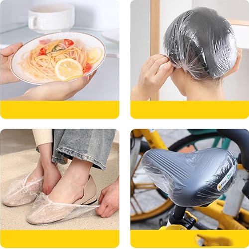 200 PCS Disposable Shower Caps Thickened Waterproof Hair Bath Caps for Women Men Girls Travel Spa Hotel Home Use Salon - Multi-Purpose Elastic Plastic Shower Caps, Essentials Accessories 18.1" (Clear) - color: Clear