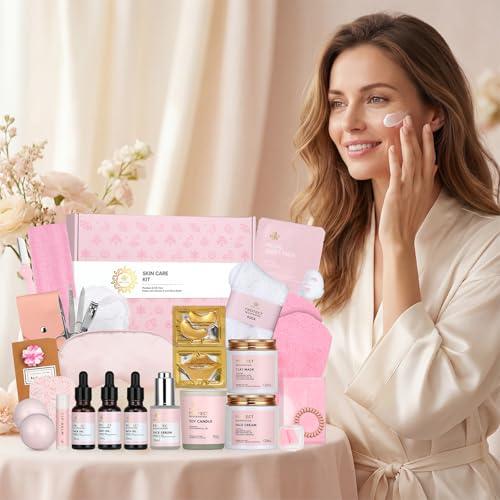 Gifts for Women, Birthday Gift for Women, 30pcs Rose Facial Skin Care Gifts Set, Thinking of You Gift, Spa Gifts Basket Set, Get Well Soon Gifts, Birthday, Christmas, Anniversary, Mothers Day, Wife