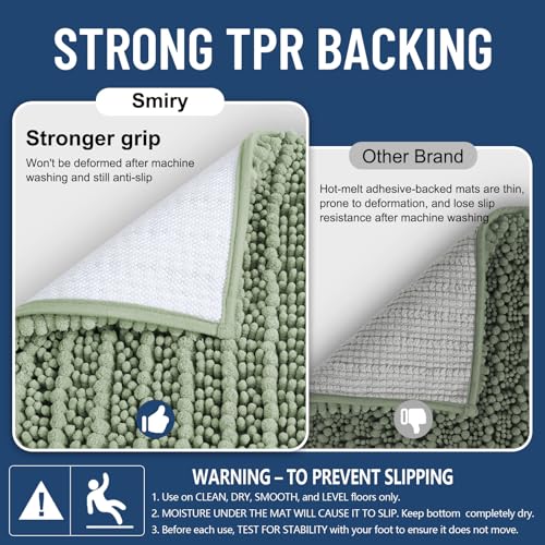 Smiry Bathroom Toilet Rugs U Shaped 20x20, Extra Soft Absorbent Non Slip Rubber Backing Chenille Contour Bath Rugs for Toilet, Machine Washable Contoured Bath Mats, Sage Green - color: Sage Green, size: 20'' X 20''