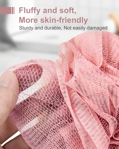 MTDLYICE Loofah Sponge, XXL Large Loofah 100g 4 Pack, Bath Sponge Soft Mesh Shower for Men, Body Scrub, Shower Pouf Bath Accessories, for Body Wash, Soap (Red Soil) - style: Red Soil
