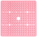 Large Square Shower Mat 27 x 27 Inch Pink, Non Slip Shower Bathtub Mats for Inside Shower with Big Suction Cups Drain Holes, Anti Slip Bathroom Floor Shower Stall Mats, Easy Clean, BPA-Free - color: Pink