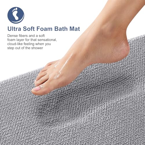 OLANLY Bathroom Rugs Sets 2 Piece, Soft Absorbent Memory Foam Bath Rug Set, Non-Slip, Quick Dry, Machine Washable Bath Mats for Bathroom, Home Decor Accessories (30"x20"+24"x16", Grey) - color: Grey, size: 30" X 20" + 24" X 16"