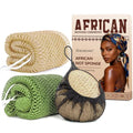 2 Pack African Net Sponge Exfoliating Body Scrubber Bath Sponge for Daily Use (Champange+Olive Green) - color: Champange+olive Green