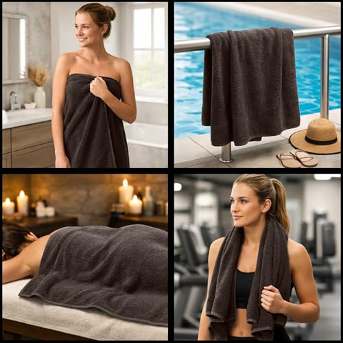 RIVERSIDE Pack of 8 Towels Set, 2 Large Bath, 2 Hand, 4 Face Washcloths, 100% Cotton Hotel Quality, Super Soft, Quick Dry, Highly Absorbent Perfect for Bathroom, Brown - color: Brown, size: Towel Set (PK 8)