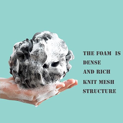 SEVENHEAD Bath Sponge Shower Loofahs, Black, 50g/Piece, Mesh Pouf Bath Scrunchies Body Wash Puff(Set of 4) - style: Black
