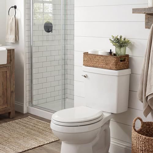 StorageWorks Wicker Toilet Paper Basket for Back of Toilet Baskets, Seagrass Bathroom Basket Organizer and Storage for Tank Topper, Small Tank Trays for Decor with Built-in Handles, Brown - color: Brown (Seagrass), size: 14¼" L x 6¾" W x 3¾" H