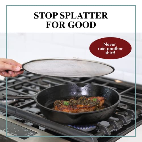 Splatter Screen for Frying Pan - 13 Inch Stainless Steel Grease Splatter Guard - Cover Oil Splash when Sizzling Bacon, Cooking Fried Chicken or Popcorn - size: 13 Inch