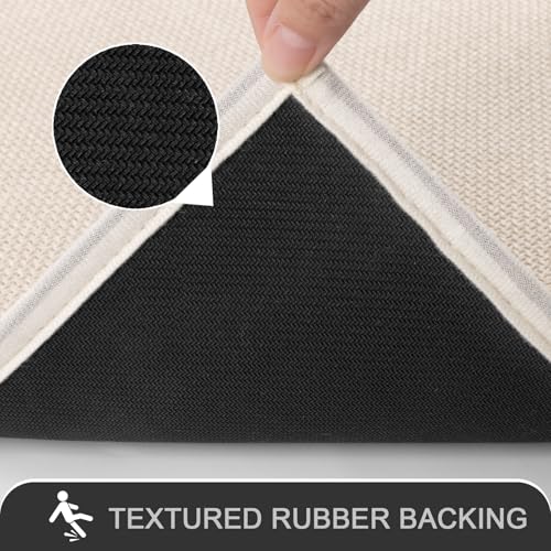 SHACOS 3 Piece Bath Mats Toilet Rug U-Shaped, No Slip Rubber Bath Rugs for Bathroom Toilet, Ultra Thin Bathroom Rugs Washable Quick Dry Absorbent Bathroom Mat (17"x24"+20"x32"+ U-20"x24") - color: Beige, size: 17"x24"+20"x32"+U20"x24"