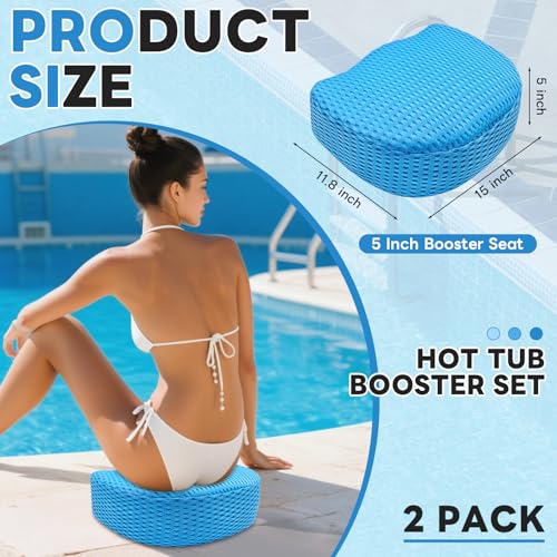 Premium Weighted Hot Tub Booster Seat for Adults (2 Pack), 3D Air Mesh Spa Seat Cushion with Non-Slip Micro Dot Bottom, Quick-Dry Ergonomic Hot Tub Seat Riser for Indoor Outdoor Spa & Jacuzzi