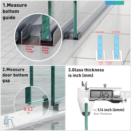 Sliding Shower Door Bottom Seal, 2 PCS 1/4" x 36" Sliding Shower Door Sweep for 1/4 Inch Glass, Frameless Glass Door Seal Strip Stop Shower Leaks and Create a Water Barrier - size: For 1/4" Glass