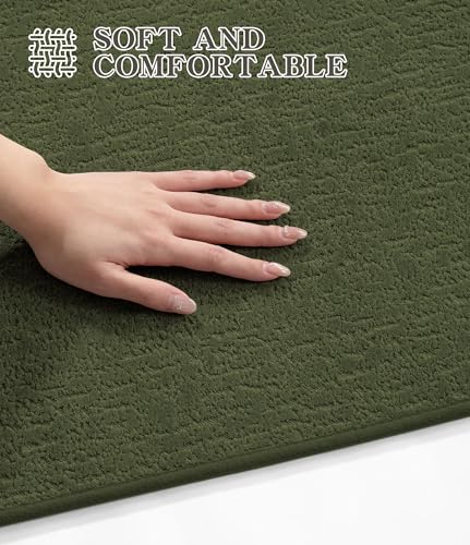 chakme Bathroom Rug Sets 3 Piece, Ultra Thin Quick Dry Bath Mat Set, Absorbent Bath Mat for Bathroom Non Slip Machine Washable, (Dark Green, 3 Piece) - color: Dark Green, size: 3piece