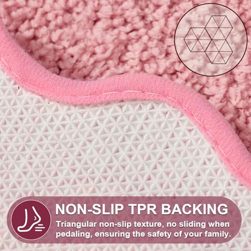 ORTIGIA Long Cute Scalloped Bathroom Rugs Runner, Fun Candy Pink Plush Microfiber Scallop Bath Mats Non Slip Washable Quick Dry Absorbent, Rug Carpet for Bathtub Sink Laundry Room Bedroom, 17x47 - color: Candy Pink, size: 1'5" x 3'11" (Rectangular)