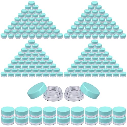 Houseables Sample Containers, Lip Balm Containers, Sample Jars, Mini Jars with Lids, Small, Empty, Makeup, Powder, Gloss, Cosmetic, Tiny, Chapstick, Dab, Wax, Scrub, Little, Blue Plastic 3 Gram, 200PK - color: Blue, size: 200 Pack