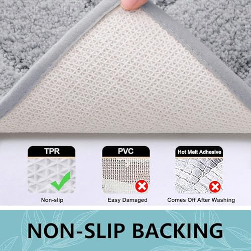 Buganda Bathroom Rugs, 30" x 20", Soft and Absorbent Microfiber Bath Rugs, Shaggy Shower Carpet, Machine Wash Dry Bath Mats for Bathroom Floor, Tub and Shower, Grey - color: Grey, size: 30" X 20"