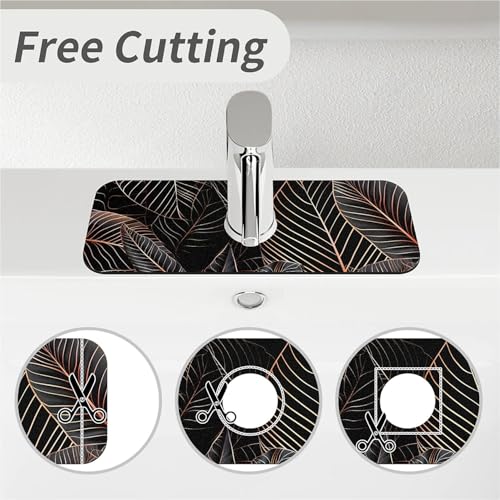 Kitchen Sink Splash Guard，Black cat hiding in jungle Faucet Mat Sink Gadgets-Super Absorbent Fast Drying Mat Drip Catcher for Kitchen, Bathroom,Sink Mat, Dish Drying Mat, Bathroom(15" X 5.5" ) - color: Black cat hiding in jungle