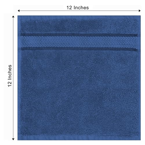 COTTON CRAFT Ultra Soft Washcloths - 12 Pack Luxury Washcloths - 100% Cotton Plush Absorbent 580 GSM Face Towels - Machine Washable Quick Dry Durable Wash Cloth Set - Bathroom Spa Gym Skincare - Blue - color: Blue, size: 12 Pack Wash Cloths