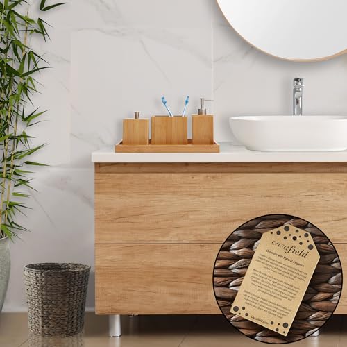Casafield Water Hyacinth Waste Basket - Espresso Brown, Woven Wicker Trash Can for Bathroom, Bedroom, Laundry Room, Home Office - color: Espresso
