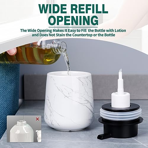 Bosilunlife Ceramic Foaming Soap Dispenser - 12Oz Bathroom Countertop Kitchen Dish Soap Pump Dispenser Foam Soap Dispenser - Marble - color: Marble