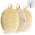 YIQINGJIE Natural Loofah Sponge Exfoliating Body Scrubber (3 Pack),Made with Eco-Friendly and Biodegradable Shower Luffa Sponge, Loofah for Women and Men, Beige - style: 3pc(4.3x6.3)inch