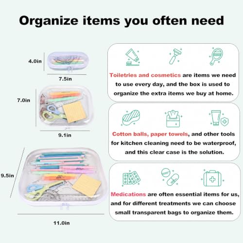 honitty Clear Hard Shell Zipper Case,3PCS Transparent Clear Laser Zipper Pouches,Hard Side Plastic Case Set,Portable Travel Storage Organizer Bins - color: 4pcs-MSSS
