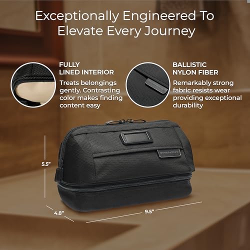 Briggs & Riley Toiletry Kit - Travel Bags for Women & Men, Organizer for Vacation, Dopp Kit for Bathroom Accessories, Makeup, & Skincare
