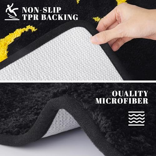 Toilet Rug - Cute Cat Rugs U Shaped Washable,Soft and Absorbent Bath Rug,Non Slip Toilet Bath Mat,Bathroom Contour Rug for Toilet Base(Black, 24" x 20") - color: Black, size: 24" x 20"