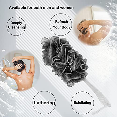 PPHAO - Black Loofah - Charcoal Loofah on a Stick - Back Bath Brush Long Handle - Back Loofah for Shower for Men and Women - Loofah Sponge - 1Pack - style: Black