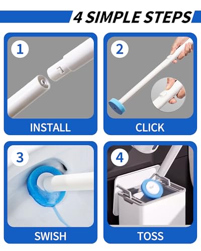 Disposable Toilet Cleaning System, Toilet Bowl Cleaner Wand and 8 Refills, Toilet Brush and Holder Set(Wall Mounted), Bathroom and Toilet Cleaning Scrubber Kit - color: Toilet Brush and Holder Set (8 Refills)