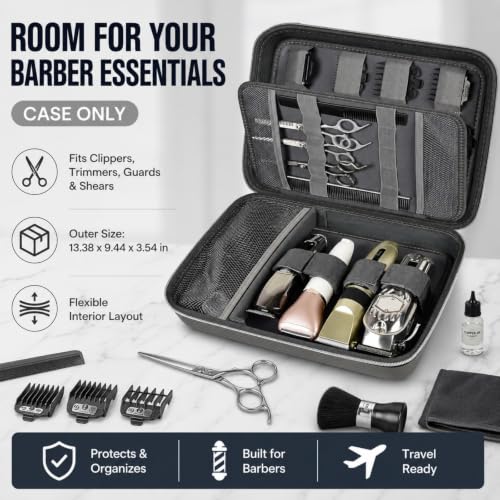 Boobowl Hard Travel Case for Hair Clippers, Hair Cutting Barber Supplies Organizer Bag, Trimmer Storage Holder for Ufree/for Wahl Men Razor Guard Grooming Kits -Box Only (Dark Grey) - color: Dark Grey