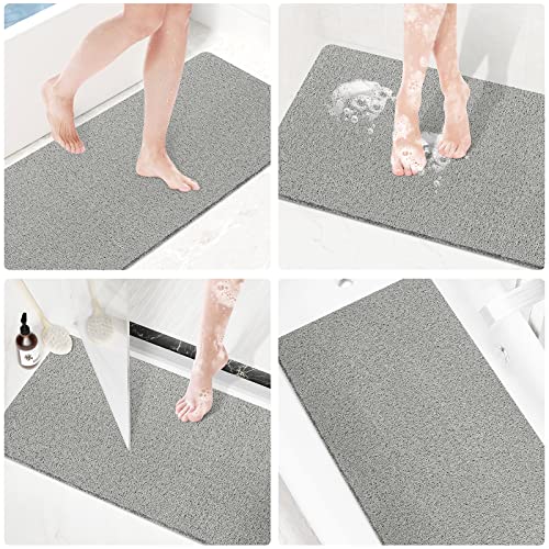 Shower Mat Bathtub Mat Non-Slip,47x16 inch, Soft Tub Mat with Drain,PVC Loofah Bath Mat (Phthalate Free) for Tub and Bathroom,Quick Drying,Grey - color: Grey, size: 47" x 16" (Rectangular)