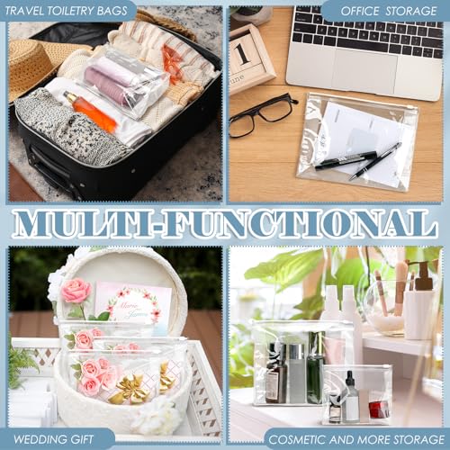 Xuniea 100 Pcs Mini Clear Makeup Bag PVC Small Travel Toiletry Organizer Pouches Bulk Waterproof Transparent Plastic Cosmetic Bag with Zipper for Women Men Travel (11'',9.8'',7.9'',5.9'') - size: 11'',9.8'',7.9'',5.9''