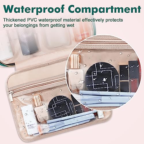 Wedama Toiletry Bag for Women, Large Cosmetic Travel Bag, Hanging Toiletry Bag for Bathroom, Thickened PVC Waterproof Travel Makeup Bag, Toiletries Bag for Travel Business Trips and Camping - color: Green, size: Large, style: Minimalist
