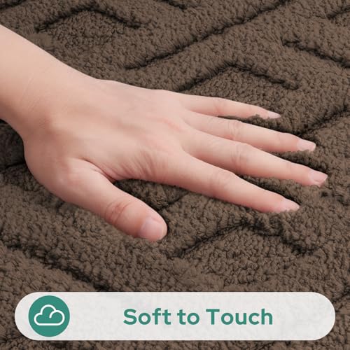 HOMEIDEAS Brown Bathroom Rug Set 2 Piece, Soft Microfiber Tufted Bath Mats, Super Absorbent Non Slip, Machine Washable Bathroom Rugs for Tub, Shower and Floor, 20" x 32" Plus 16" x 24" - color: Brown