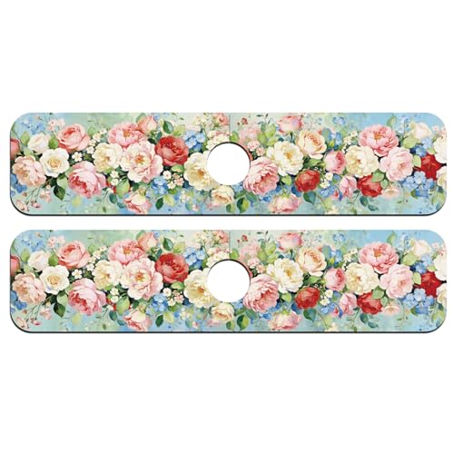 2 Pcs Kitchen Sink Splash Guard Faucet Mat Oil Painting Flowers Pattern Faucet Mat for Sinks Absorbing Drying Mats for Kitchen Bathroom - color: Mat Oil Painting Flowers
