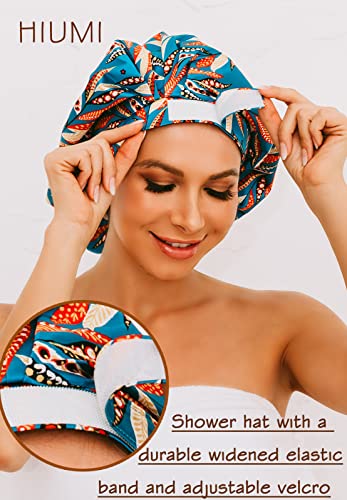 HIUMI Shower Cap for Long Hair Women, Womens Shower Cap Cute Reusable Large Shower Caps Waterproof Bath Cap(Green) - color: green