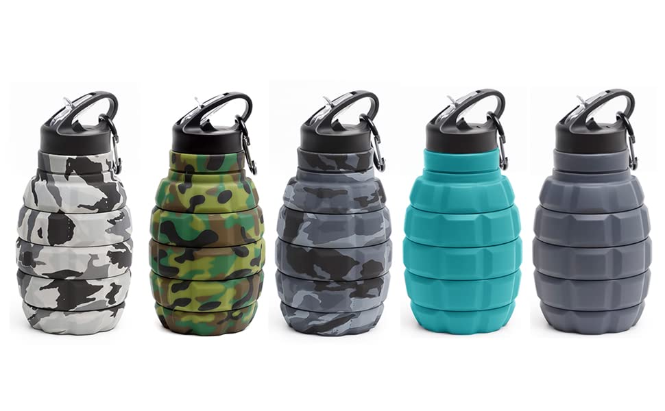 QiCheng&LYS 19.5oz Collapsible Travel Water Bottle, Reuseable BPA Free Silicone Foldable Water Bottles for Travel Gym Camping Hiking, Portable Leak Proof Sports Water Bottle with Carabiner(Blue) - color: Blue