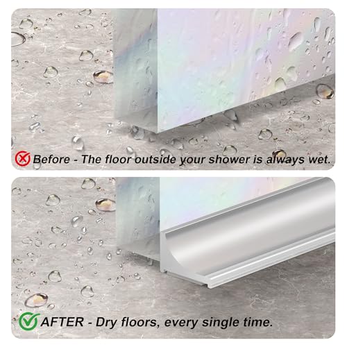 67Inch Shower Threshold Water Dam, Self-Adhesive Silicone Shower Barrier Water Stopper Shower Door Bottom Seal Strip Shower Splash Guard for Bathroom Kitchen Bathtub - color: Transparent, style: 67 inch