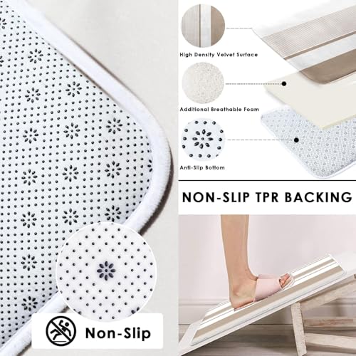 Beige Shower Curtain Set with Toilet Lid Cover and Non-Slip Rugs for Bathroom, Modern Striped Lines 4 Pcs Shower Curtain, Simple Abstract Bathroom Set with 12 Hooks - color: Stripes Beige