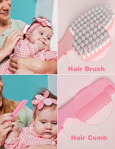 Baby Healthcare and Grooming Kit, 24 in 1 Baby Electric Nail Trimmer Set Newborn Nursery Health Care Set for Newborn Infant Toddlers Baby Boys Girls Kids Haircut Tools (0-3 Years+) (Pink) - color: Pink