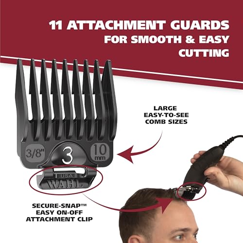 Wahl USA Self Cut Compact Corded Clipper Personal Haircutting Kit with Adjustable Taper Lever, and 11 Hair Clipper Guards for Clipping, Trimming & Personal Grooming – Model 3029683