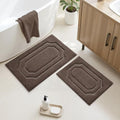 HOMEIDEAS Bathroom Rugs Sets 2 Piece, Extra Soft and Absorbent Microfiber Plush Bath Mat with Non Slip Backing(Brown) - color: Brown
