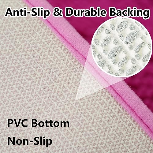 Bathroom Rugs Chenille 3-Piece Extra Soft and Absorbent Shag Bathroom Rugs, Machine Wash Mat, Strong PVC Non-Slip Underside, Plush Carpet Mats (Rose Red) - color: Rose Red, size: 2'8" x 1'8" (16x24"+20x32"+20x20"U shape）
