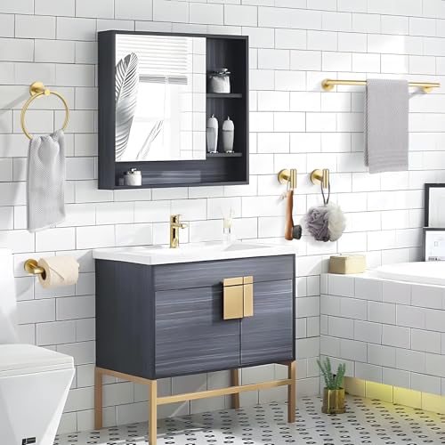 Lairuier Brushed Gold Bathroom Hardware Set, 10-Piece Towel Bar Set SUS304 Stainless Steel Bathroom Hardware Accessories Set Round Towel Holder Set Wall Mounted - color: Brushed Gold, size: 10-Piece Standard Set