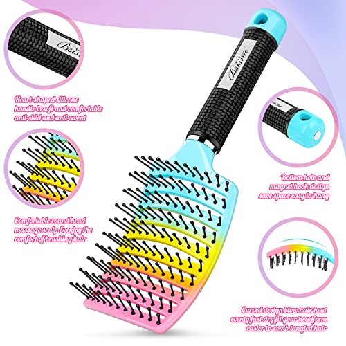 Curved Vented Paddle Brush - Faster Blow Drying, Detangling for Women & Men, Professional Styling for Wet, Curly, Thick or Straight Hair (colourful) | Professional Styling Detangling for Wet, Curly, Thick, Straight Hair, Remove Knots & Reduces Breakage -