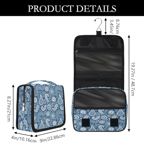 Travel Hanging Toiletry Bag for Women Girl Kinds Of Paisley Ethnic Print Cosmetic Bag Waterproof Makeup Organizer for Accessories, Shampoo, Full Sized Container, Toiletries for Bathroom Shower - color: E 07