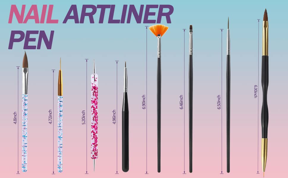 Artdone 35pcs Nail Art Pens brushes,Nail Art Tool Set,Nail Dotting Tools,Nail Dust Brush,Striping Nail Art Brushes for Long Lines,Nail Drawing Pen For Nail Design - color: 35pcs